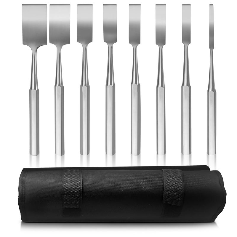 DEXSUR Hibbs Chisel 9" Set of 8 - Stainless Steel Blades, Autoclavable, Durable Material for Precise Procedures - with Carry Case - Image 1